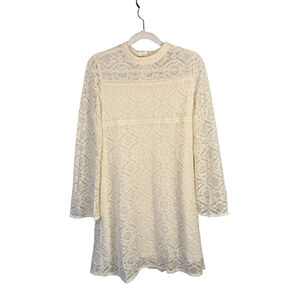 Vintage Inspired Cream Lace Long Sleeve Dress Size S M Boho Feminine Retro
